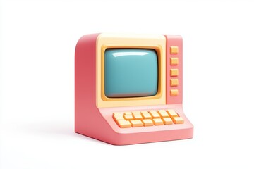Poster - System unit of a computer icon. 3d rendering isolated on white background. Cartoon plastic style icon
