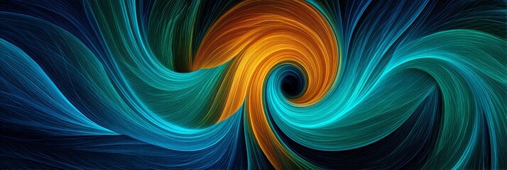 Poster - Abstract Swirling Blue and Orange Design - A mesmerizing abstract featuring swirling blue and orange hues creating a vortex effect. Perfect for backgrounds or design projects