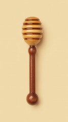 Poster - Wooden honey dipper on a neutral background evokes a rustic and natural feel showcasing craftsmanship and simple elegance for culinary themes and healthy lifestyle concepts