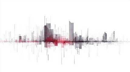 Aufkleber - Abstract city skyline, architectural lines, urban background, graphic design, digital art, possible use for wallpaper, poster, or website background