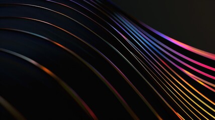 Poster - Colorful neon light trails on a dark background. Abstract artwork of curve line with wave shape with glowing vibrant color with black background. Digital art for design and print. Modern art. AIG53.