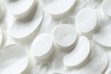 Aufkleber - Close-up abstract of white circular shapes creating a minimalist and clean visual effect, suggesting purity and simplicity.