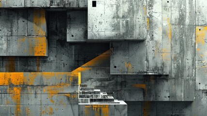 Poster - Modern abstract style concrete block and texture surface. Strong building for secure workplace or strong residence. Creative geometric pattern style of real estate for architecture design city. AIG53.