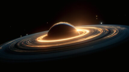 Wall Mural - A mesmerizing view of a celestial body with a vibrant ring system, set against the vast expanse of space