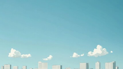 Aufkleber - Cityscape view, clear sky, light clouds, tranquil scene, for wallpaper or background