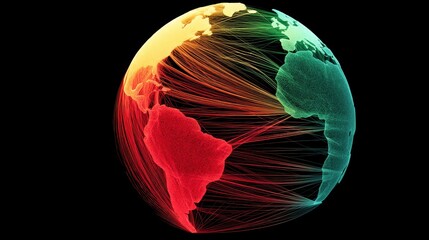 Poster - Global Carbon Footprint Visualization - Abstract visualization of global carbon emissions, illustrating interconnectedness, environmental impact, sustainability challenges