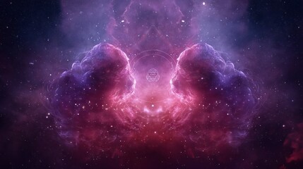 Wall Mural - A mesmerizing cosmic nebula. The image features a beautiful display of colorful clouds, swirling with stellar dust