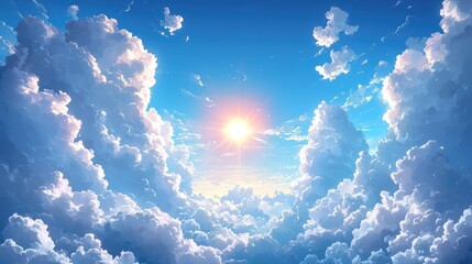 vast, bright sky filled with fluffy clouds