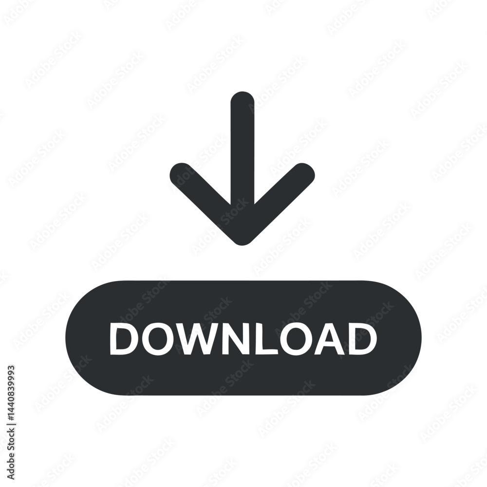 Download Button Vector Icon Simple And Modern Graphic Design For Ui And ...