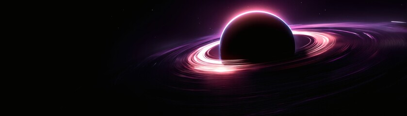 Wall Mural - A visually stunning illustration of a black hole with its accretion disk, a celestial body, set against the backdrop of space