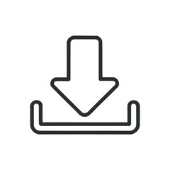 Fototapete - Simple Black Line Download Icon Vector Illustration For Website And Mobile App Interface Design Concepts Isolated