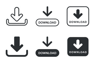 Fototapete - Various Download Icon Set Vector Illustration Modern Minimalist Design File Transfer Symbols For Ui Ux Design Templates
