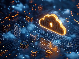 Fototapete - Cloud Technology and Data Security