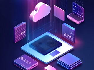 Fototapete - Cloud Storage and Data Security Solutions