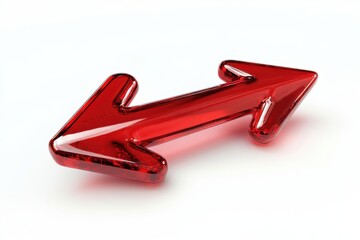 Poster - A shiny red arrow pointing in both directions on a white background in a studio setting