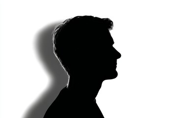 Poster - Profile Silhouette of a Person - A striking black and white silhouette of a person's profile against a white background. Simple, yet powerful