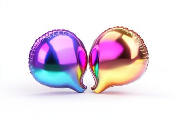 Poster - Two shiny foil balloons in blue and gold colors on a white background studio shot close up view