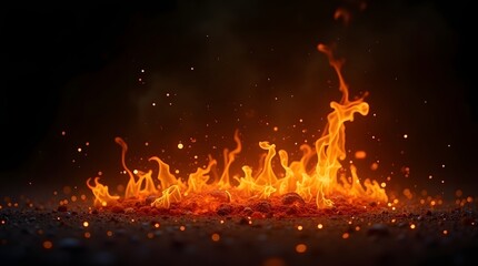 Poster - A mesmerizing display of vibrant flames and glowing embers creating a dramatic and intense atmosphere.