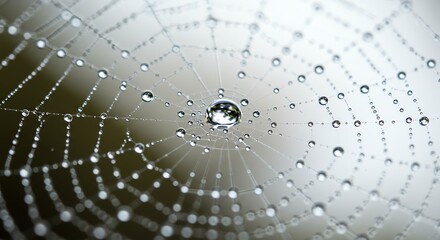 Spiderweb with Water Droplets Macro Nature Photography