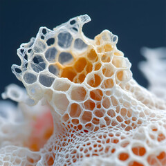 Poster - Close-up view of a fragile honeycomb-like structure. Suggests natural design or could be an architectural model inspiration for lightweight materials and organic forms.