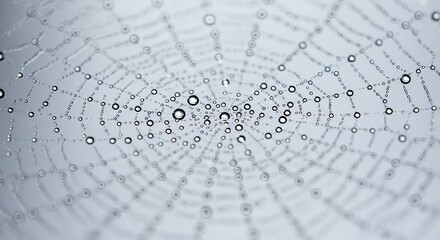 Water Droplets on a Spiderweb Macro View
