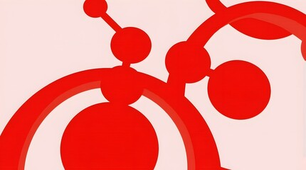 Aufkleber - Abstract red design featuring circular shapes and curved lines, creating a dynamic visual flow.
