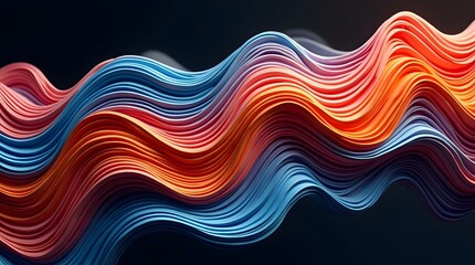 Aufkleber - abstract wavy pattern in vibrant red, blue, and orange hues, creating a dynamic and energetic visual