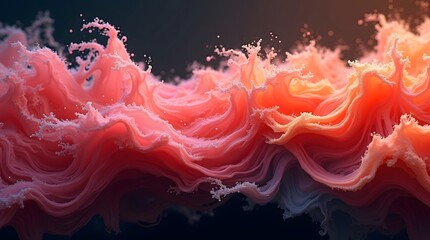 Poster - A mesmerizing wave of vibrant coral and pink hues, creating an abstract ocean scene full of movement and energy.