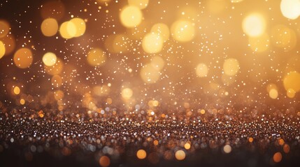 Poster - Golden bokeh background with sparkling glitter and soft light effects