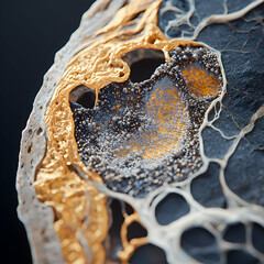 Poster - Abstract geological art with golden and grey textures. Perfect for scientific illustrations or high-end decor. Evokes depth and complexity in a naturalistic way.