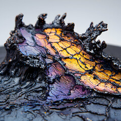 Poster - A vibrant sculpture resembling iridescent lava. Excellent for abstract art projects and unique decorative pieces. Its colorful surface creates a captivating visual appeal.