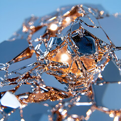 Poster - Abstract art shows shattered reflective surfaces. It could be used as a visual element for a modern website or poster design. Evokes fragility and illumination.