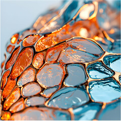 Poster - Abstract macro shot of a colorful object. Its organic shapes suggest a fluid or crystalline structure perfect for art inspiration. Great for graphic design.