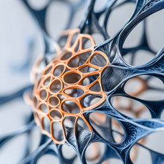 Fototapete - Abstract 3D structure with intricate network patterns. Ideal for architectural models or artistic representations of complex systems or organic structures.