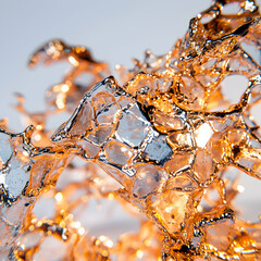 Poster - Close-up abstract golden structure. Suggests intricate craftsmanship or a microscopic view. Could be used in jewelry design or artistic visualizations.