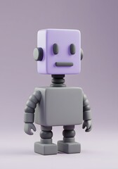 Poster - Stylized 3D Render of a Minimalist Robot Character with Pastel Aesthetic and Subtle Lighting, Perfect for Digital Design