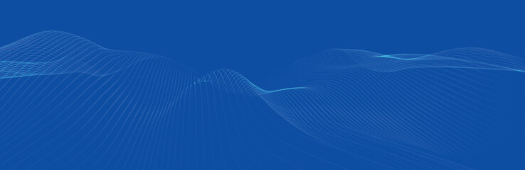 Fototapete - Futuristic dot wave. Abstract digital particle wave. Technology background. Colored musical wave. Light background. Digital background with smooth, wavy curves. 3D vector illustration