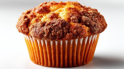 Poster - a fresh, golden muffin with a soft crumb on a white isolated background, light and sweet design