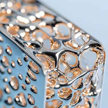 A highly detailed rendering of a metallic object with a complex organic structure. Ideal for visualizing futuristic design concepts and showcasing innovative textures.