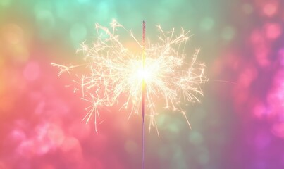 Poster - Sparkler creating vibrant light display against colorful bokeh background