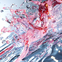 Poster - Abstract image of liquid splash with pink and clear elements. Perfect for design projects marketing campaigns or artistic displays.
