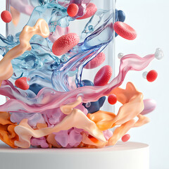 Poster - abstract fluid art with vibrant colors and simulated biological components. perfect for scientific i