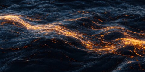 Poster - Lava flow on ocean waves creating mesmerizing patterns and textures