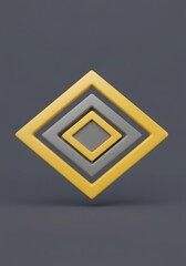 Poster - Geometric abstraction featuring concentric diamond shapes with varied textures and complementary color scheme on plain backdrop