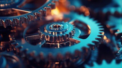 Poster - Intricate close-up of metallic gears showcasing precision engineering and craftsmanship