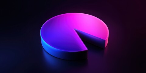 Poster - Colorful 3D pie chart with vibrant purple and blue lighting effects