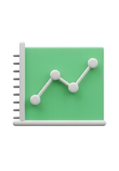 Poster - Abstract 3D Rendered Graph with Ascending and Descending Line on a Green Background Symbolizing Growth and Fluctuations