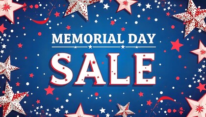 Aufkleber - Memorial Day Sale Side Stars Header illustration vector flat design grunge american flag background , banner header created with generative ai