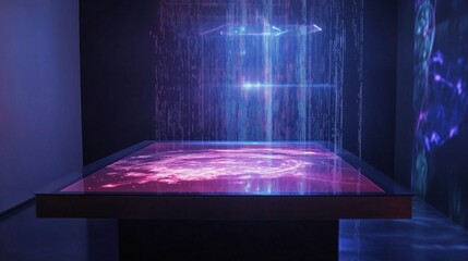 Poster - Interactive holographic display showcasing vibrant data visualization in modern art installation