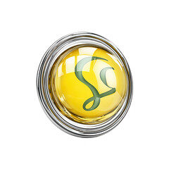 Wall Mural - yellow gem with abstract green letter isolated on white for decoration.